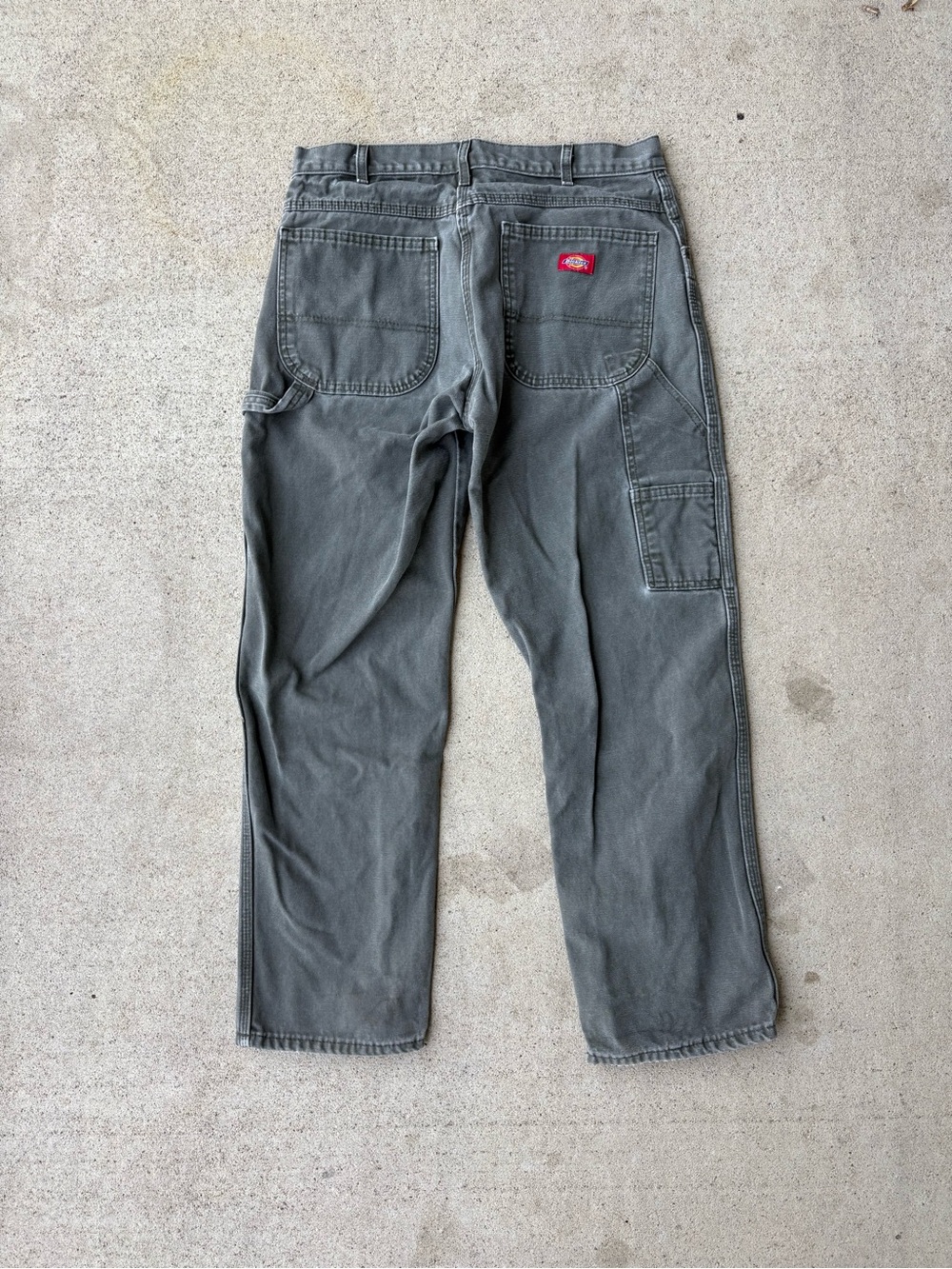 Vintage Dickies Faded Charcoal/Grey Green Canvas Carpenter Pants 32x29.5